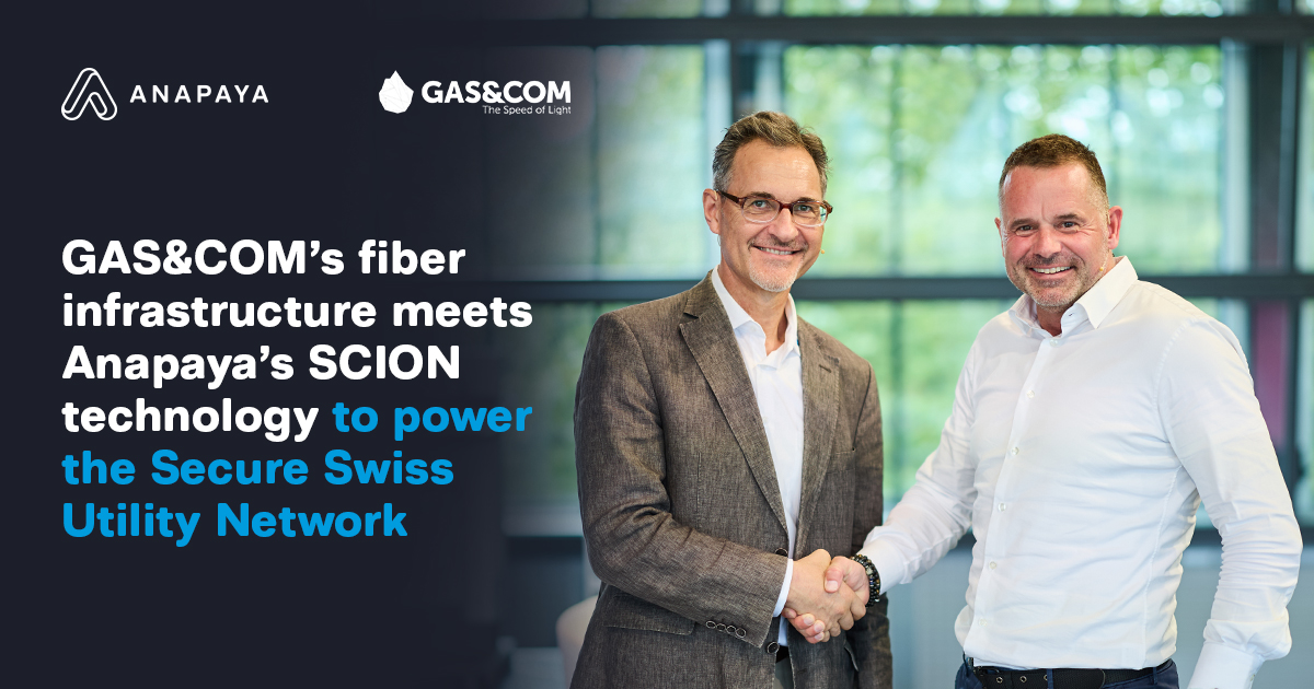 GAS&COM’s fiber infrastructure meets Anapaya’s SCION technology to power the Secure Swiss Utility Network