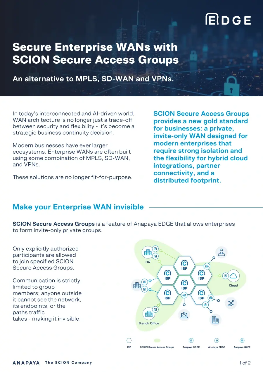 Secure Enterprise WANs with SCION Secure Access Groups