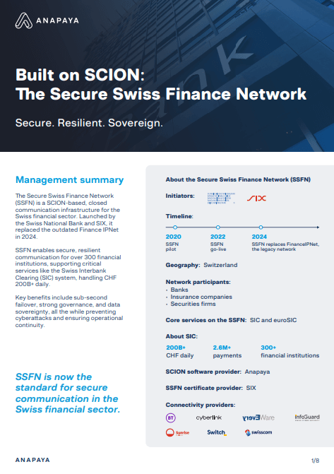 Built on SCION: The Secure Swiss Finance Network
