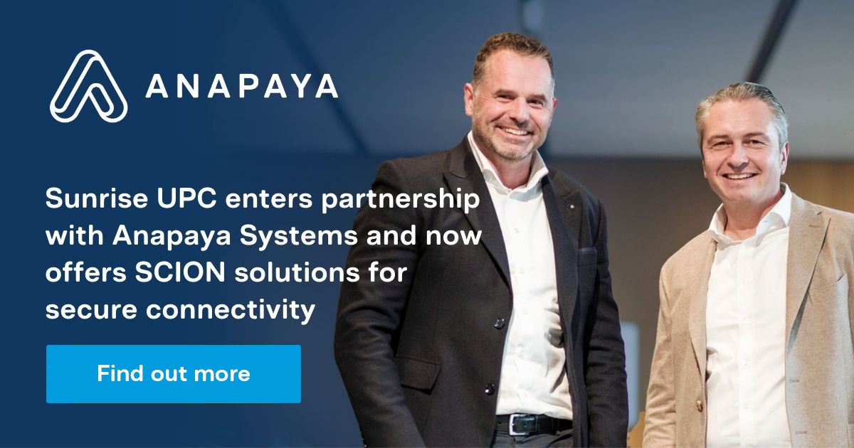 Sunrise UPC enters partnership with Anapaya Systems and now offers SCION solutions for secure connectivity